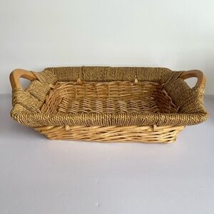 Woven Rectangular Basket with Handles Serve Entertain Party